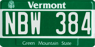 VT license plate NBW384