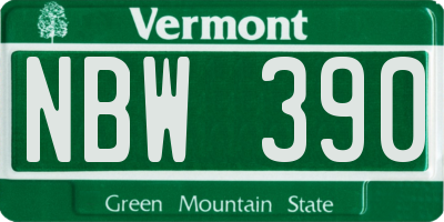 VT license plate NBW390