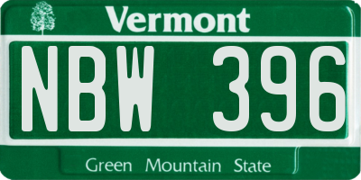 VT license plate NBW396