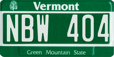 VT license plate NBW404
