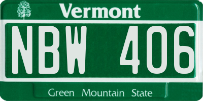 VT license plate NBW406