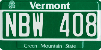 VT license plate NBW408