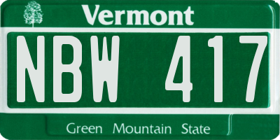 VT license plate NBW417
