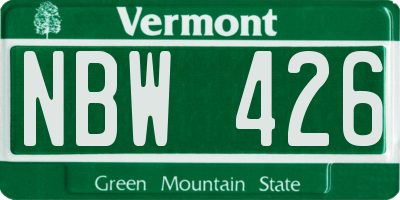 VT license plate NBW426