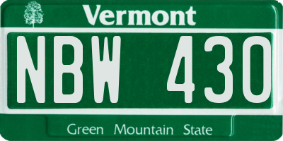 VT license plate NBW430