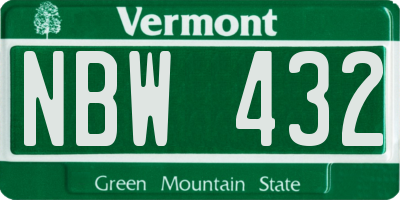 VT license plate NBW432