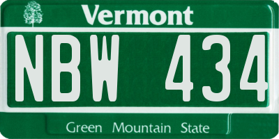 VT license plate NBW434