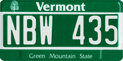 VT license plate NBW435