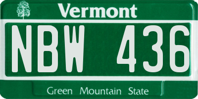 VT license plate NBW436