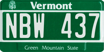 VT license plate NBW437