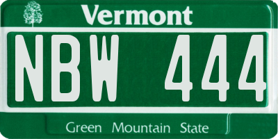 VT license plate NBW444