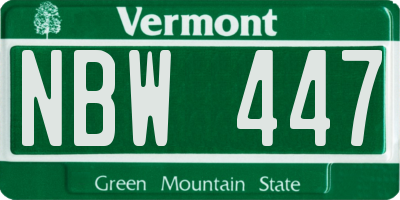 VT license plate NBW447