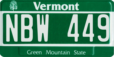 VT license plate NBW449