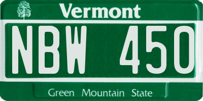 VT license plate NBW450