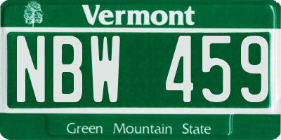 VT license plate NBW459