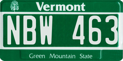 VT license plate NBW463