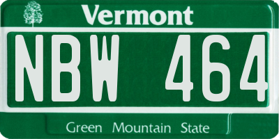 VT license plate NBW464