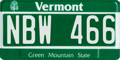 VT license plate NBW466