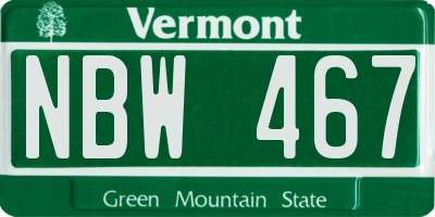 VT license plate NBW467