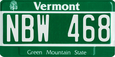 VT license plate NBW468