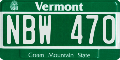 VT license plate NBW470