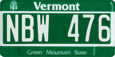VT license plate NBW476
