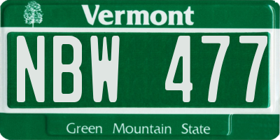 VT license plate NBW477