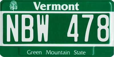 VT license plate NBW478