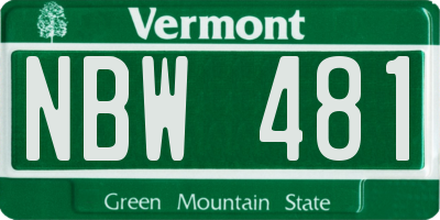 VT license plate NBW481