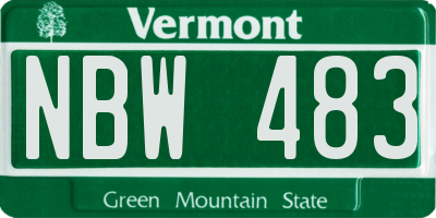 VT license plate NBW483