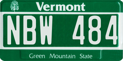 VT license plate NBW484
