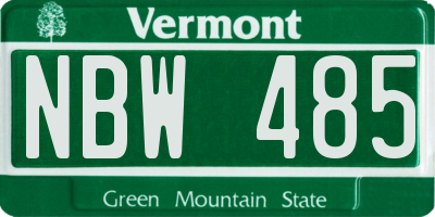 VT license plate NBW485