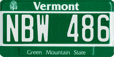 VT license plate NBW486