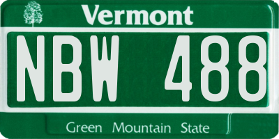 VT license plate NBW488