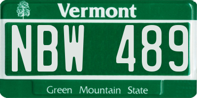 VT license plate NBW489