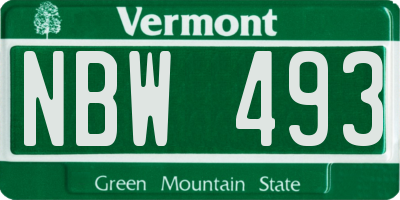 VT license plate NBW493