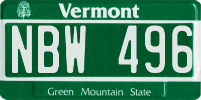 VT license plate NBW496
