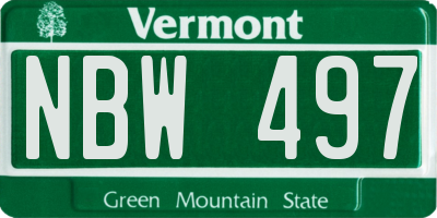 VT license plate NBW497