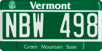 VT license plate NBW498