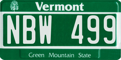 VT license plate NBW499