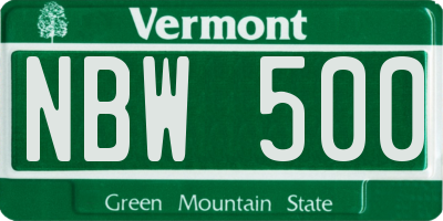VT license plate NBW500