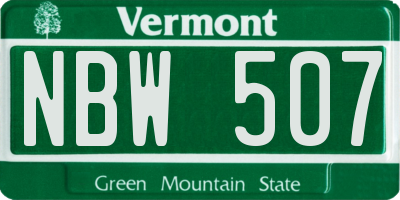 VT license plate NBW507