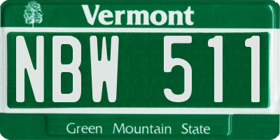VT license plate NBW511