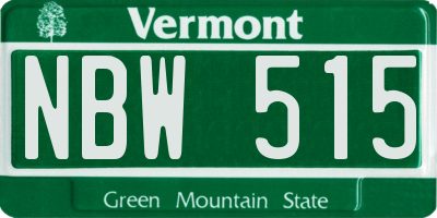 VT license plate NBW515