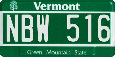 VT license plate NBW516