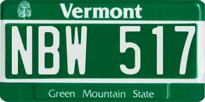 VT license plate NBW517