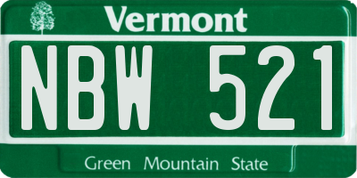 VT license plate NBW521