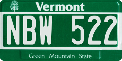 VT license plate NBW522