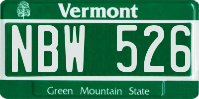 VT license plate NBW526