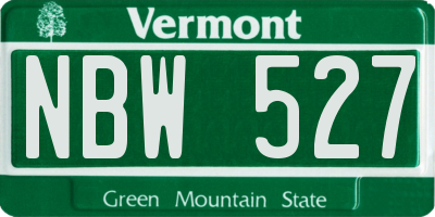 VT license plate NBW527